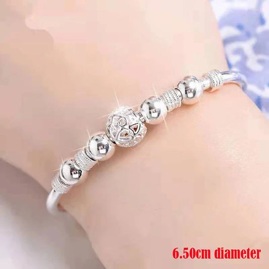 925 Silver Charm Lucky Beads Bangles For Women Bracelets Fashion Party Wedding Engagement Popular Brands Jewelry