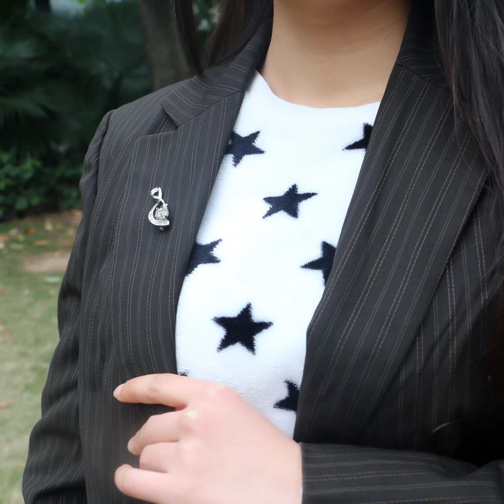 Women's 925 Sterling Silver High-End Luxurious Brooch Zirconia Fashion Decorative for Dresses Elegant Statement Accessorss