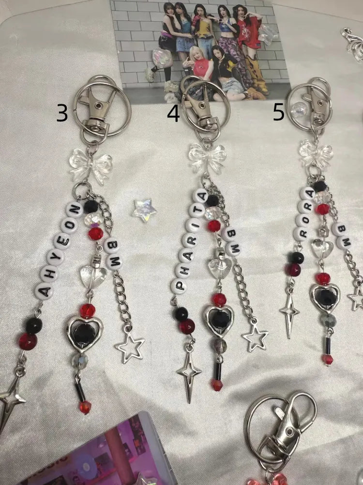 Custom Baby Monster 1st World Tour Hello Monsters inspired light stick charm /phone charm keychain red/black themed