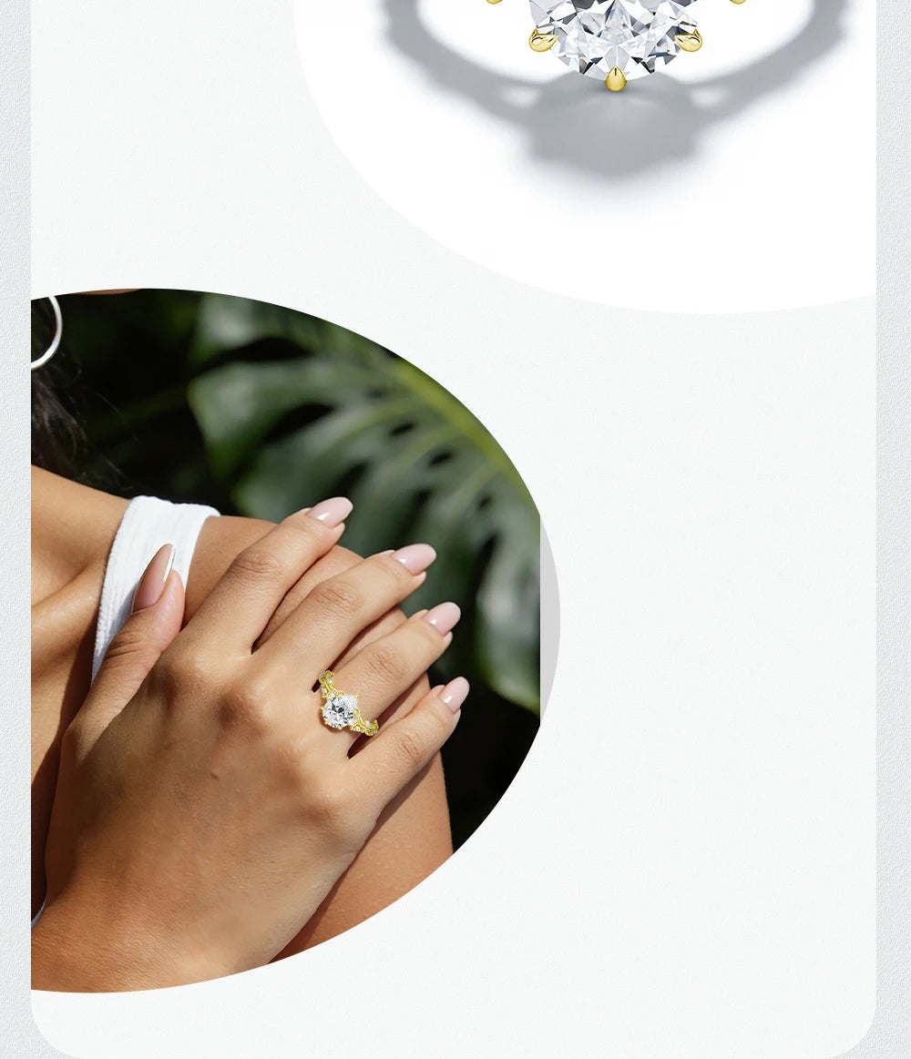 Luxury 14K Gold Filled Pear Cut 3ct Moissanite Lab Grown Diamond Wedding Ring for Her Teardrop Vine design Promise ring Jewelry