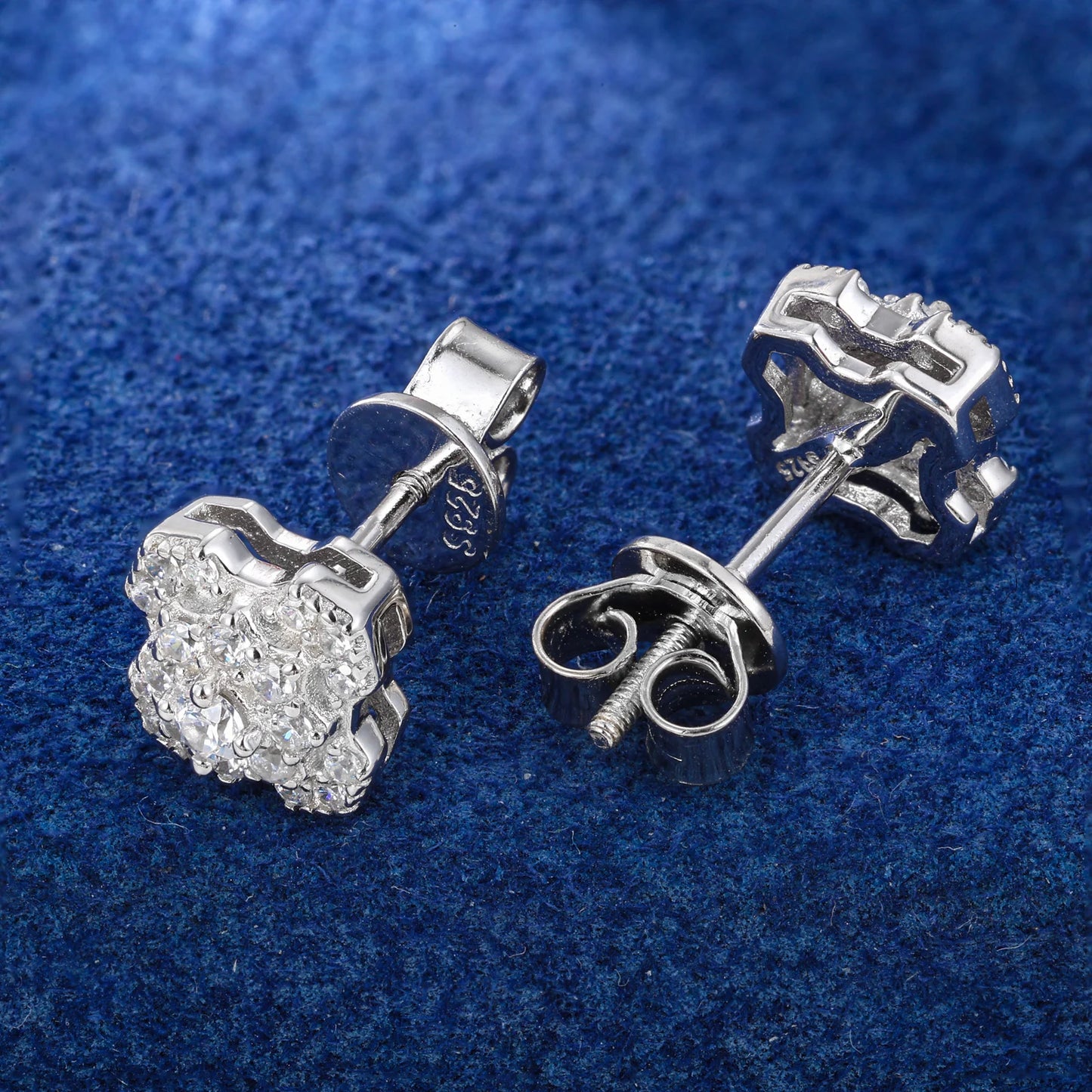 Original 925 Sterling Silver Moissanite Geometry Stud Earring Wedding Party Ear Jewelry Gift For Women Men Passed Diamond Tester