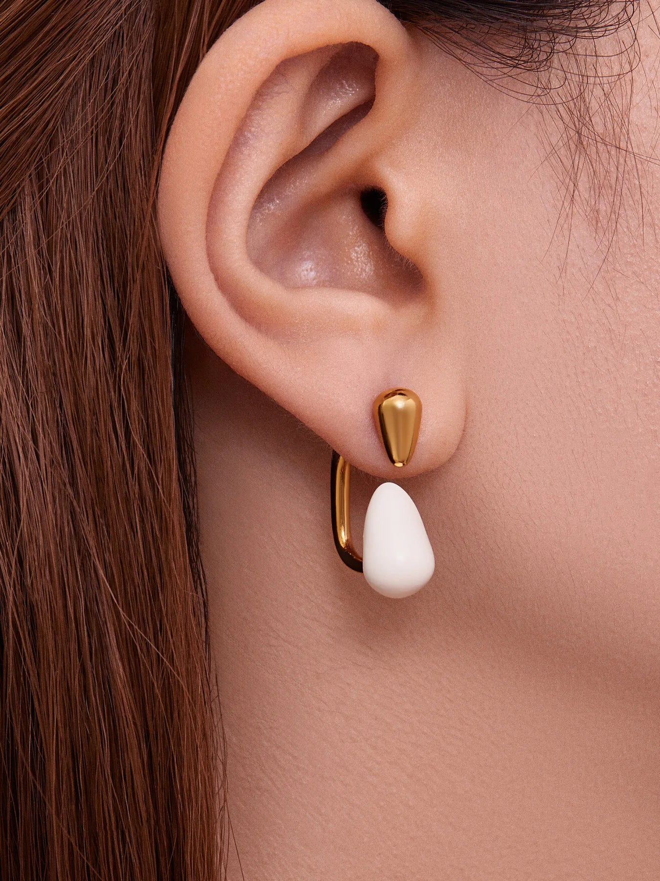 Ars Stainless Steel Water Drop Earrings for Women 18K Gold Plated Enamel Earring Statement Stud Earring No Tarnish Earrings