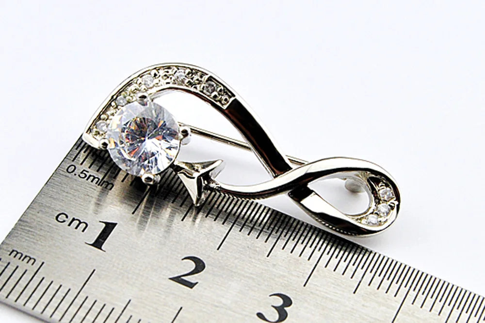 Women's 925 Sterling Silver High-End Luxurious Brooch Zirconia Fashion Decorative for Dresses Elegant Statement Accessorss