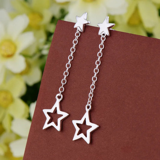 New 925 Sterling Silver Earrings Stars for Women Exquisite Wedding Jewelry Elegant Female Accessories Fashion Party Gifts