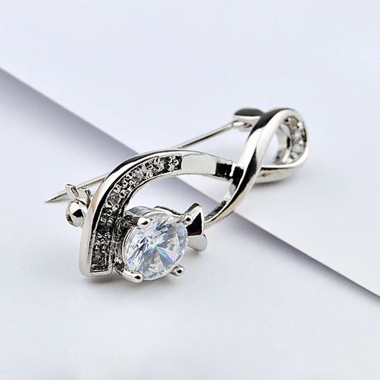 Women's 925 Sterling Silver High-End Luxurious Brooch Zirconia Fashion Decorative for Dresses Elegant Statement Accessorss