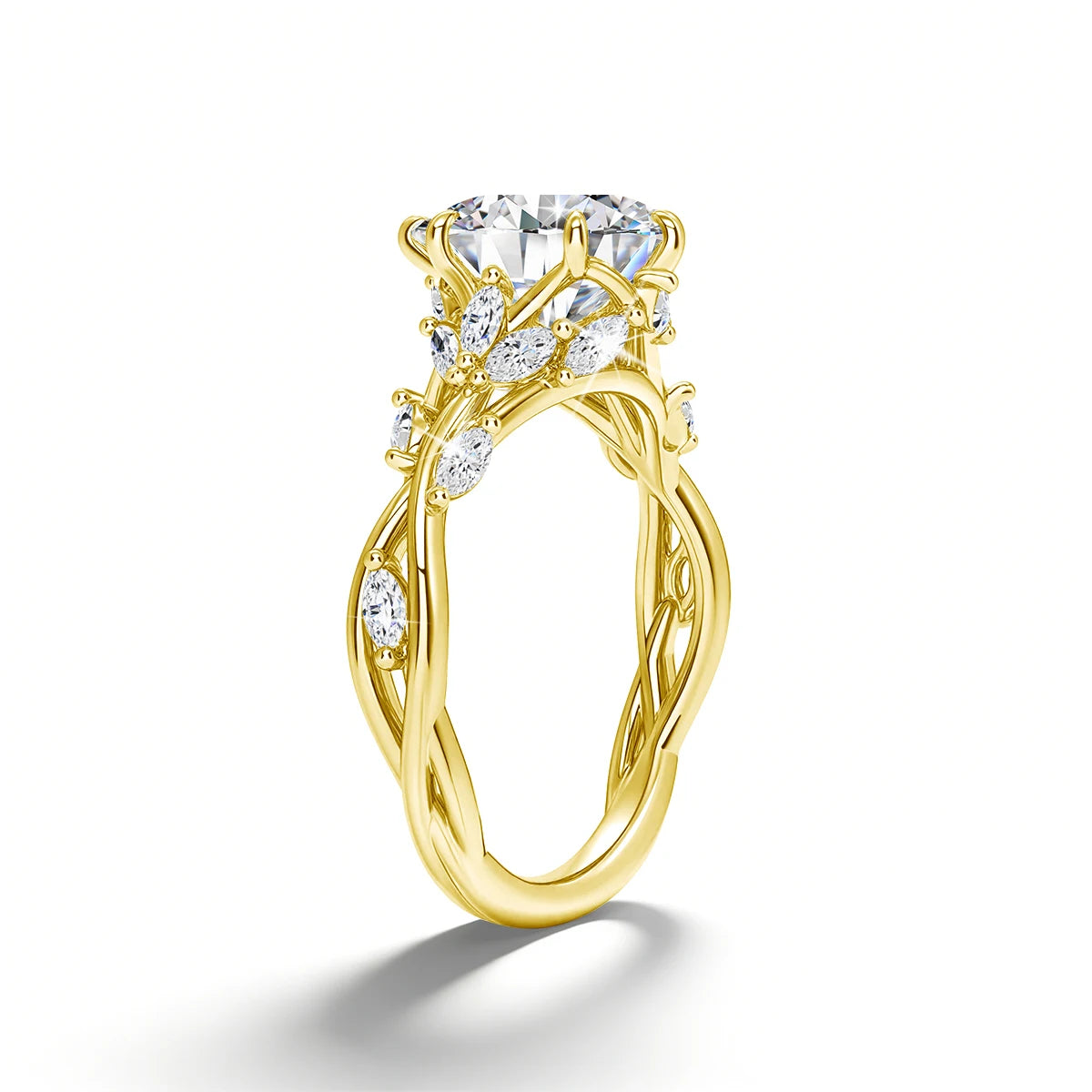 Luxury 14K Gold Filled Pear Cut 3ct Moissanite Lab Grown Diamond Wedding Ring for Her Teardrop Vine design Promise ring Jewelry