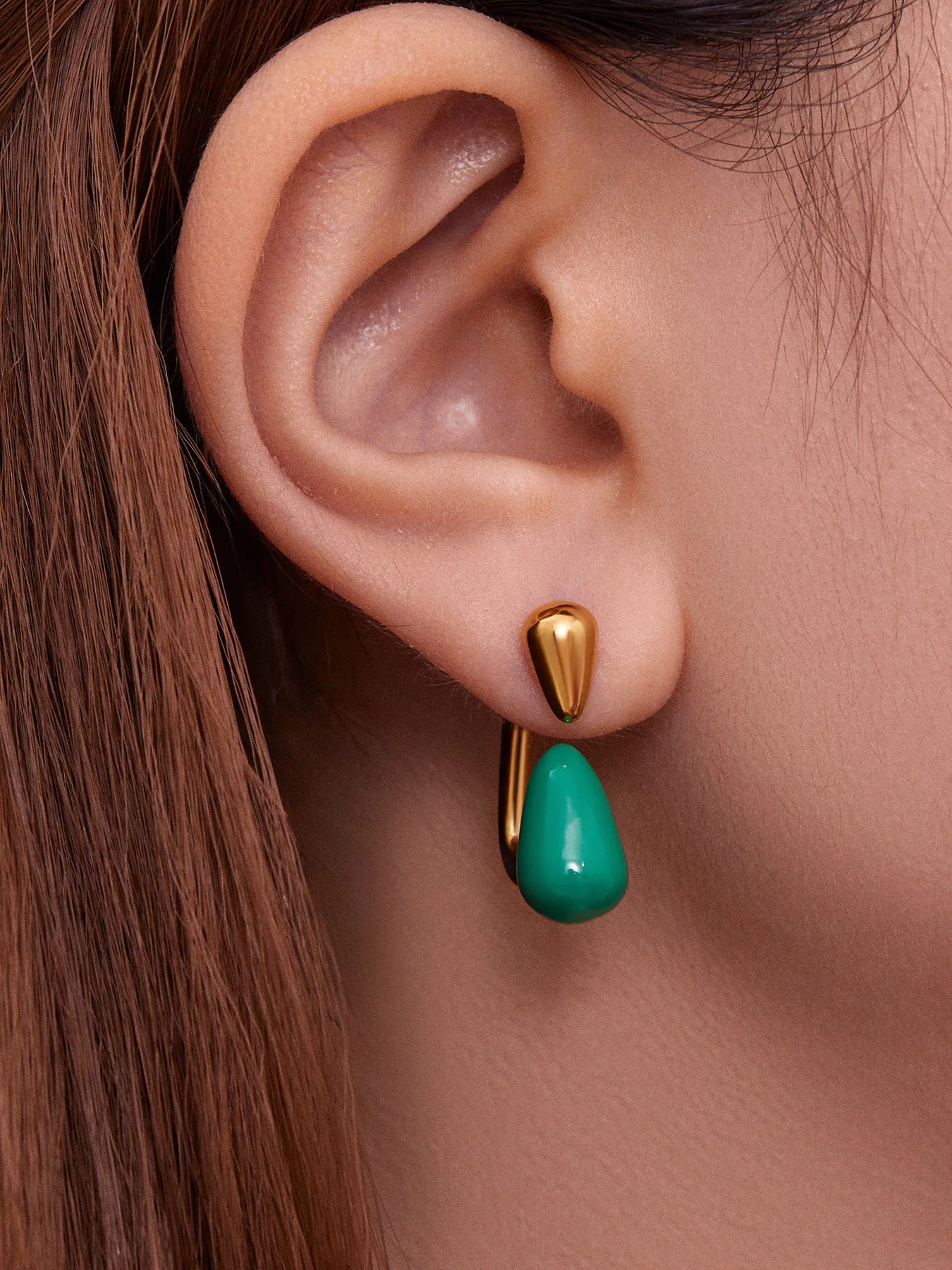 Ars Stainless Steel Water Drop Earrings for Women 18K Gold Plated Enamel Earring Statement Stud Earring No Tarnish Earrings