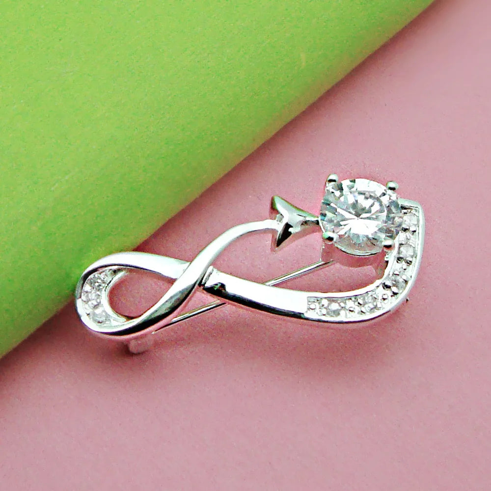 Women's 925 Sterling Silver High-End Luxurious Brooch Zirconia Fashion Decorative for Dresses Elegant Statement Accessorss