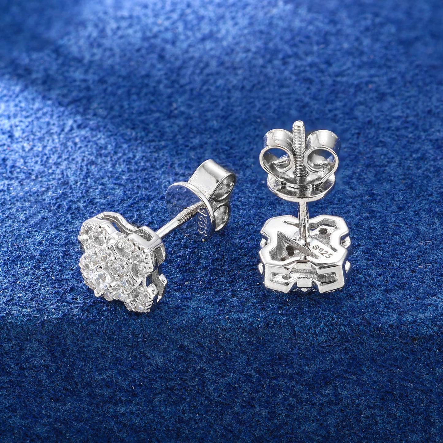 Original 925 Sterling Silver Moissanite Geometry Stud Earring Wedding Party Ear Jewelry Gift For Women Men Passed Diamond Tester