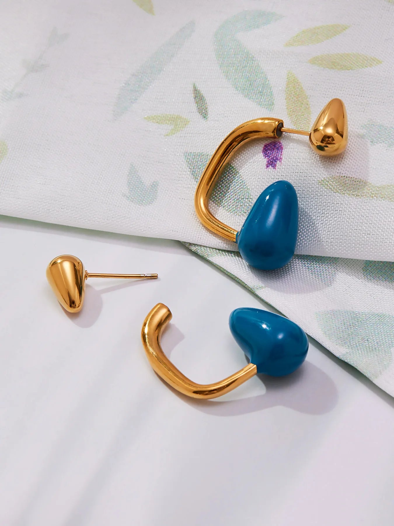 Ars Stainless Steel Water Drop Earrings for Women 18K Gold Plated Enamel Earring Statement Stud Earring No Tarnish Earrings