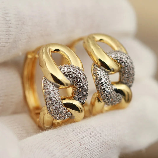 New Sight Design Crystal Twist Stud Earrings for Women Fashion Brand Jewelry Zirconia Charm Earrings