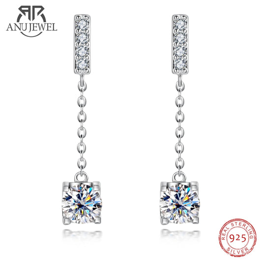 AnuJewel 1 Carat D Color Moissanite Diamond Classic Earrings 18K White Gold Plated Charm Earrings For Women Jewelry Wholesale