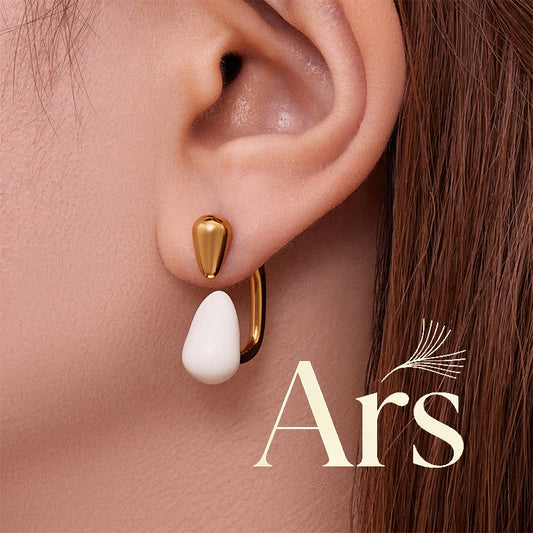 Ars Stainless Steel Water Drop Earrings for Women 18K Gold Plated Enamel Earring Statement Stud Earring No Tarnish Earrings