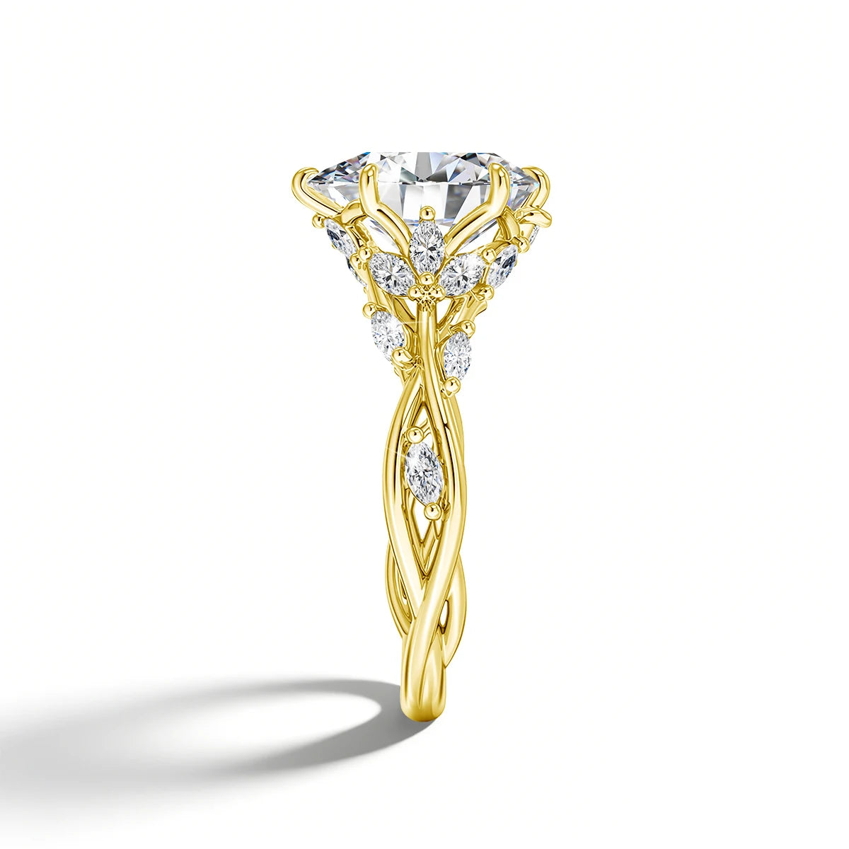 Luxury 14K Gold Filled Pear Cut 3ct Moissanite Lab Grown Diamond Wedding Ring for Her Teardrop Vine design Promise ring Jewelry