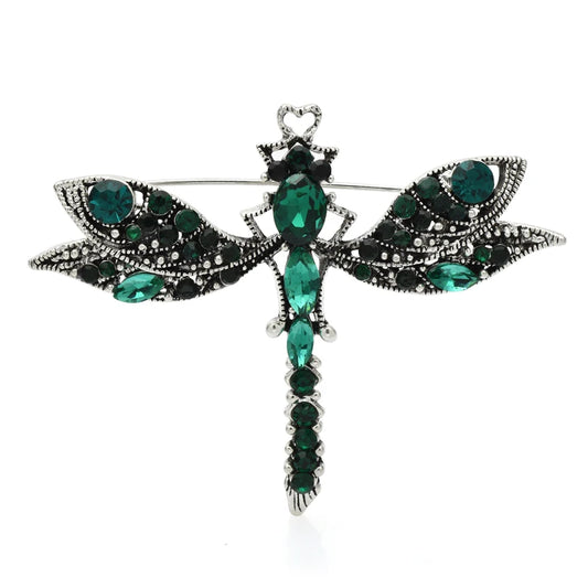 Wuli&baby Vintage Dragonfly Brooches For Women Unisex 2-color Rhinestone Palace Style Insects Party Office Brooch Pin Gifts