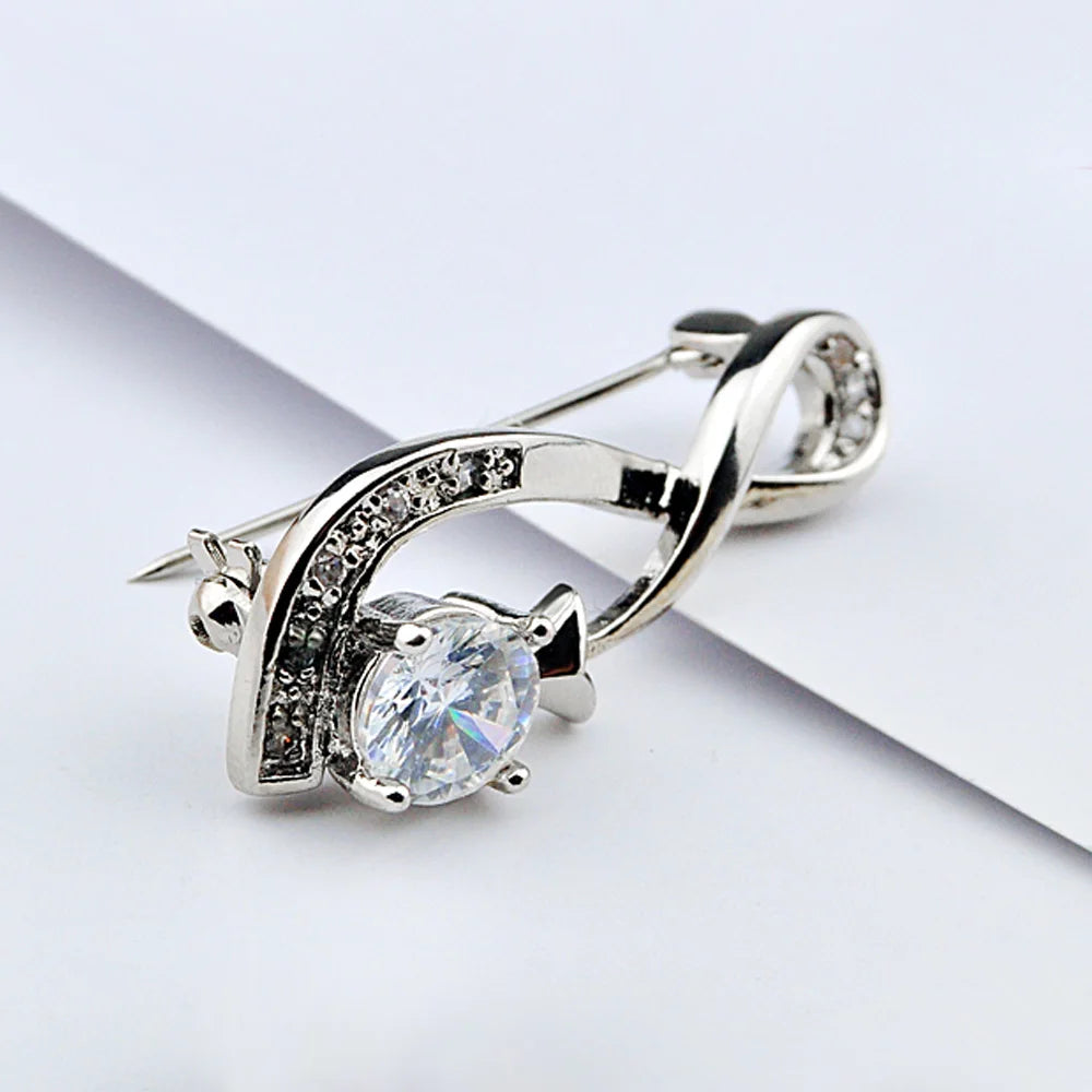 Women's 925 Sterling Silver High-End Luxurious Brooch Zirconia Fashion Decorative for Dresses Elegant Statement Accessorss