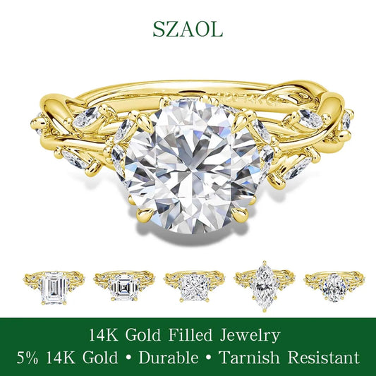 Luxury 14K Gold Filled Pear Cut 3ct Moissanite Lab Grown Diamond Wedding Ring for Her Teardrop Vine design Promise ring Jewelry