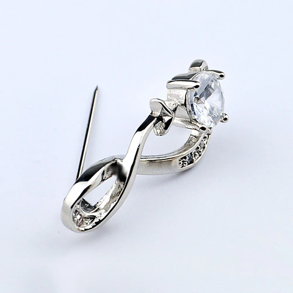 Women's 925 Sterling Silver High-End Luxurious Brooch Zirconia Fashion Decorative for Dresses Elegant Statement Accessorss