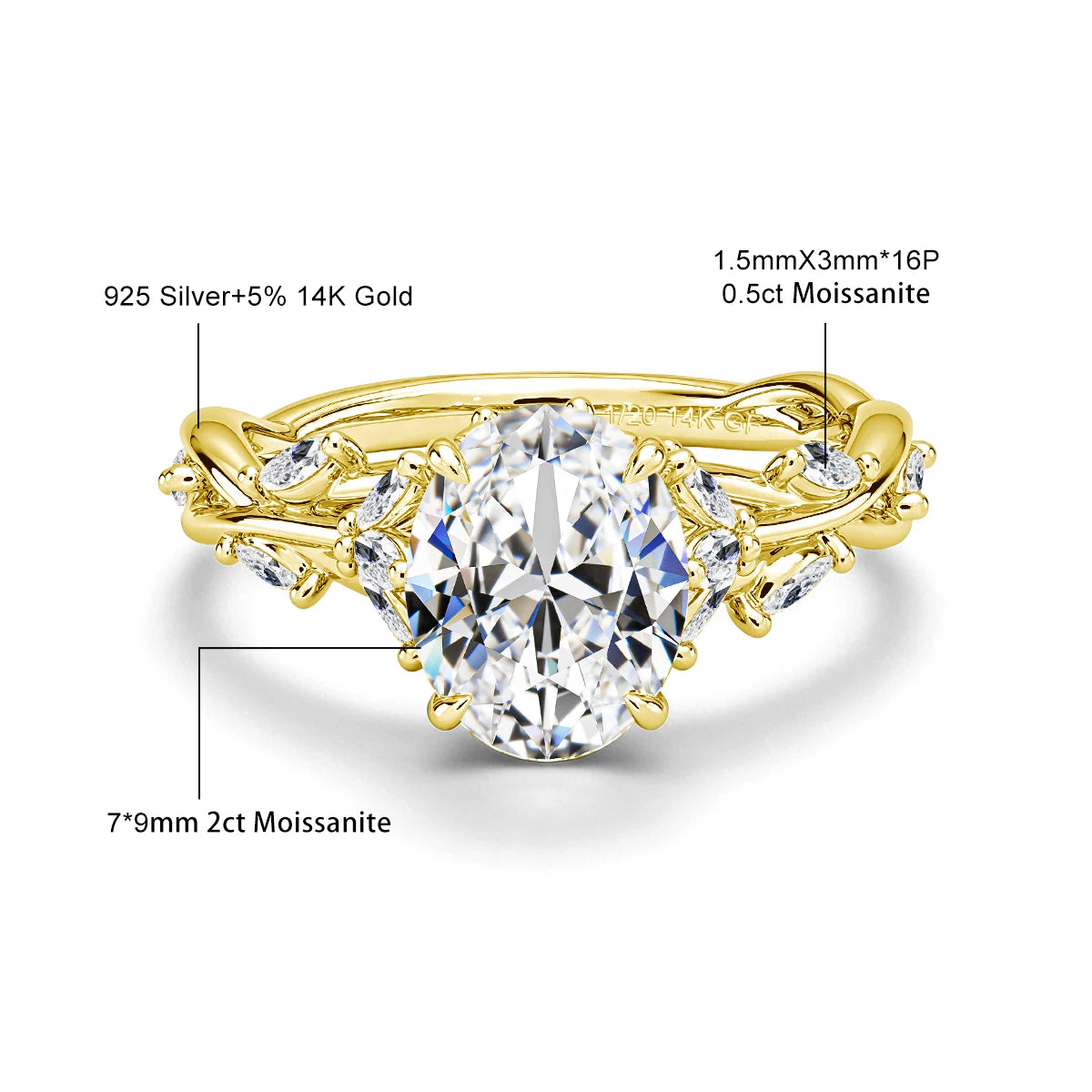 Luxury 14K Gold Filled Pear Cut 3ct Moissanite Lab Grown Diamond Wedding Ring for Her Teardrop Vine design Promise ring Jewelry