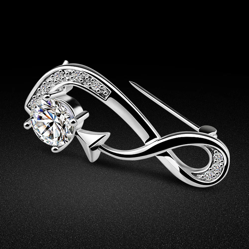 Women's 925 Sterling Silver High-End Luxurious Brooch Zirconia Fashion Decorative for Dresses Elegant Statement Accessorss