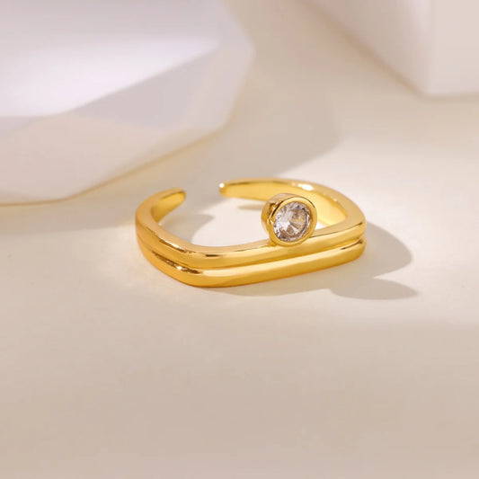 Vintage Geometric Zircon Rings For Women Stainless Steel Gold Color Ring 2025 New Fashion Wedding Couple Jewelry