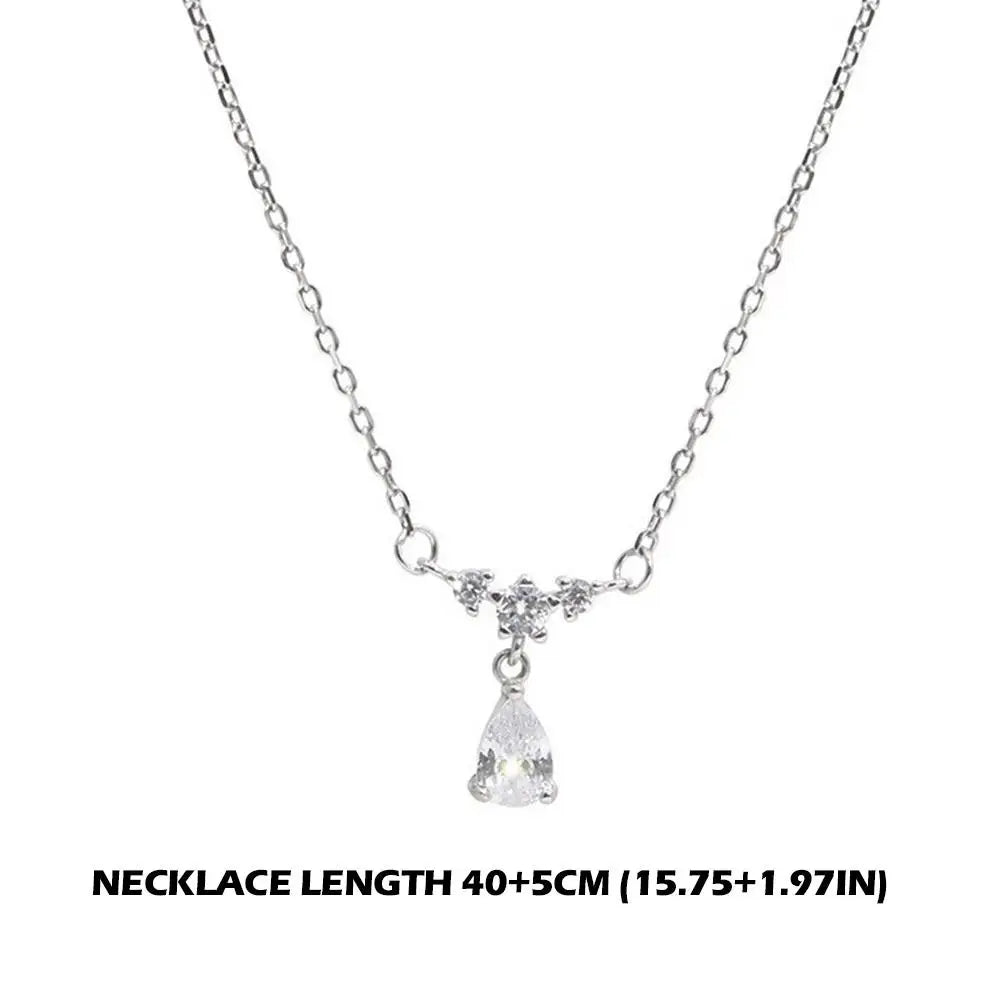Trendy Water Drop Pendant Necklace Clavicle Chain Women Simple Tiny Rhinestone Jewelry Temperament Party Wedding Gift