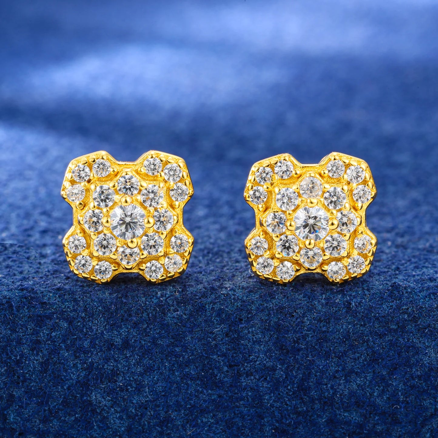 Original 925 Sterling Silver Moissanite Geometry Stud Earring Wedding Party Ear Jewelry Gift For Women Men Passed Diamond Tester