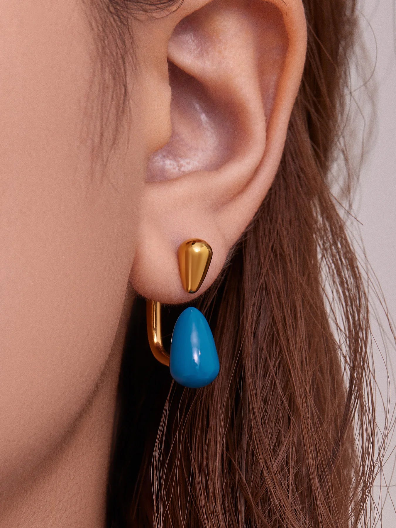 Ars Stainless Steel Water Drop Earrings for Women 18K Gold Plated Enamel Earring Statement Stud Earring No Tarnish Earrings