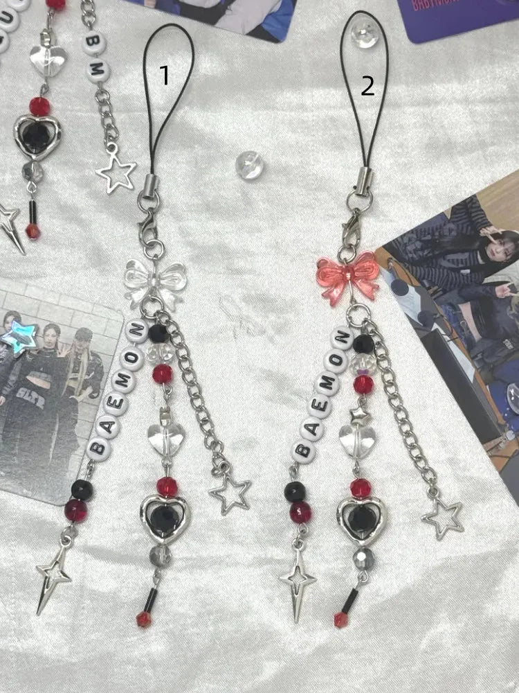 Custom Baby Monster 1st World Tour Hello Monsters inspired light stick charm /phone charm keychain red/black themed