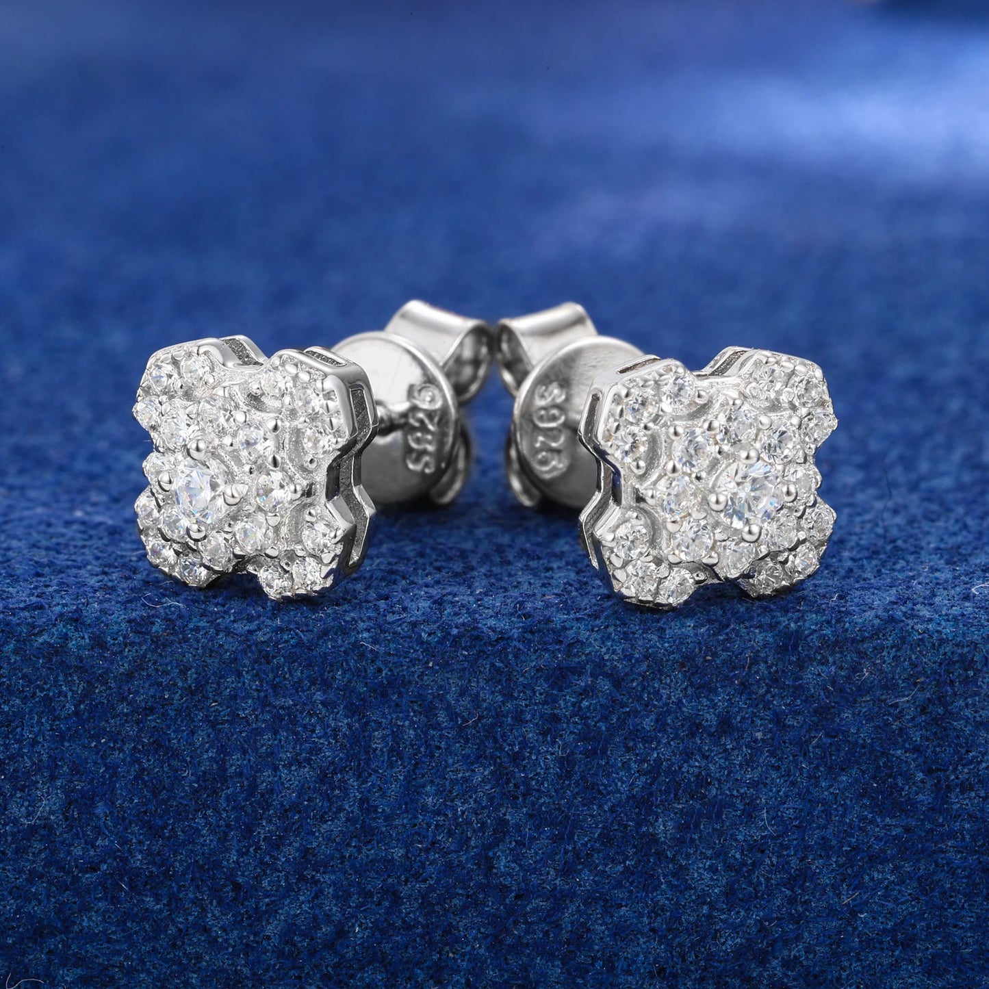 Original 925 Sterling Silver Moissanite Geometry Stud Earring Wedding Party Ear Jewelry Gift For Women Men Passed Diamond Tester