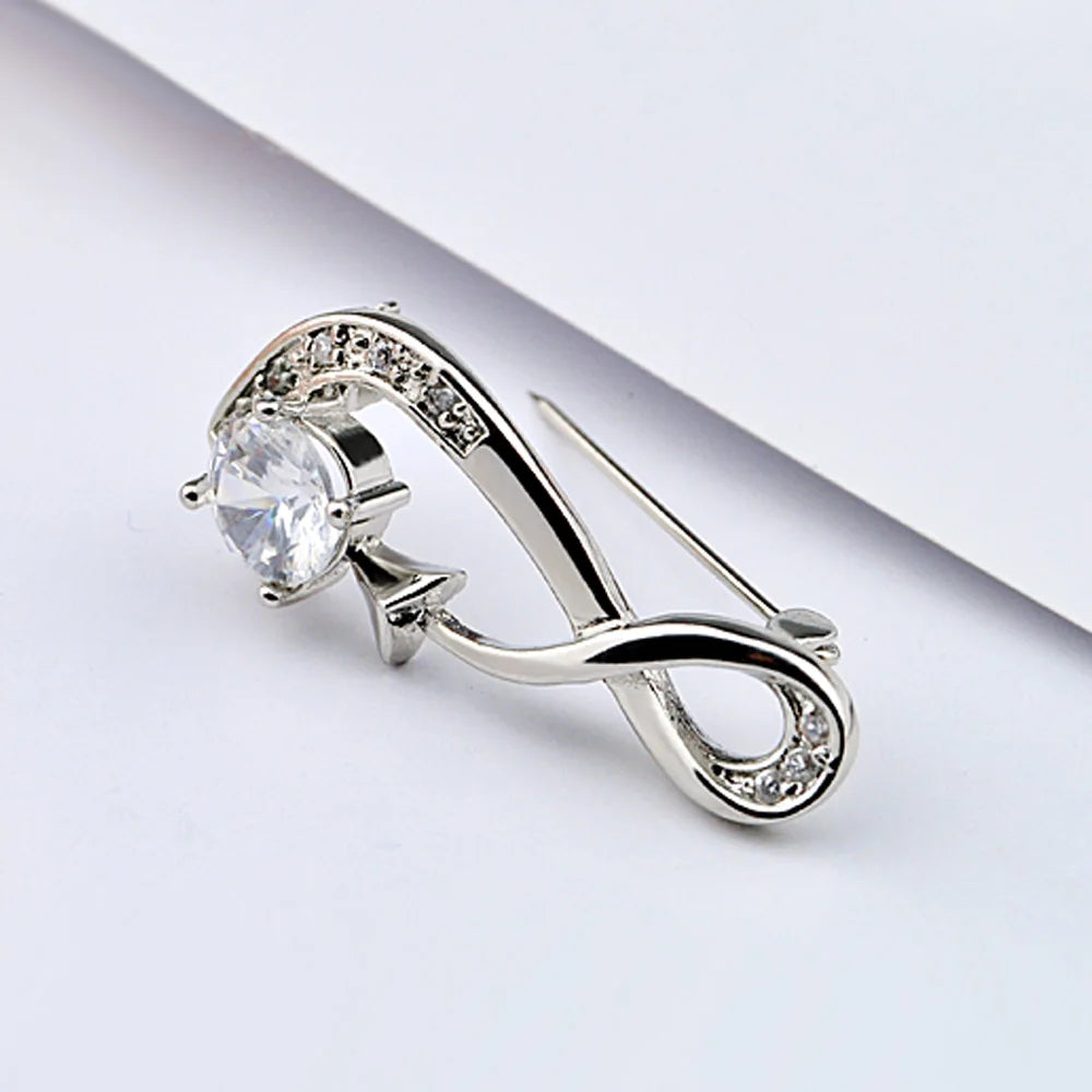 Women's 925 Sterling Silver High-End Luxurious Brooch Zirconia Fashion Decorative for Dresses Elegant Statement Accessorss