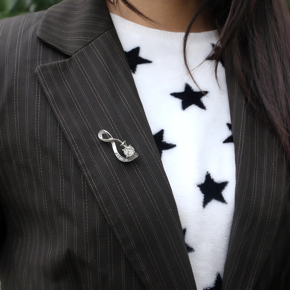 Women's 925 Sterling Silver High-End Luxurious Brooch Zirconia Fashion Decorative for Dresses Elegant Statement Accessorss